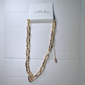 Ettika Necklace Womens 20" Chunky Loops Gold chain Adjustable length Elegant
